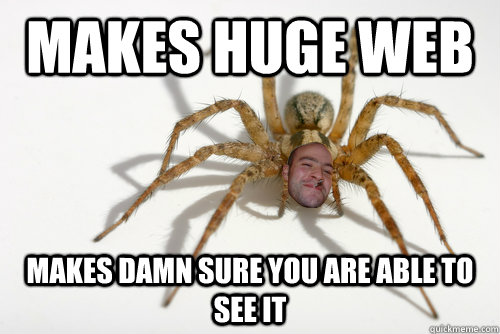 Makes huge web makes damn sure you are able to see it  