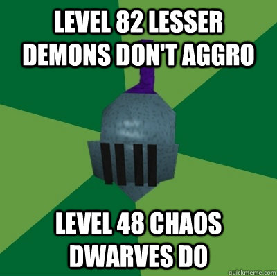 Level 82 Lesser Demons don't aggro Level 48 Chaos Dwarves do  