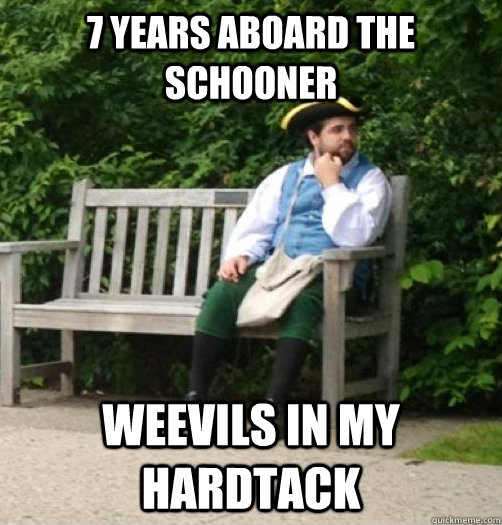 7 years aboard the schooner Weevils in my hardtack  