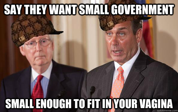say they want small government small enough to fit in your vagina  Scumbag Republicans