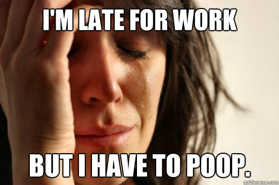 I'm late for work but i have to poop.  First World Problems