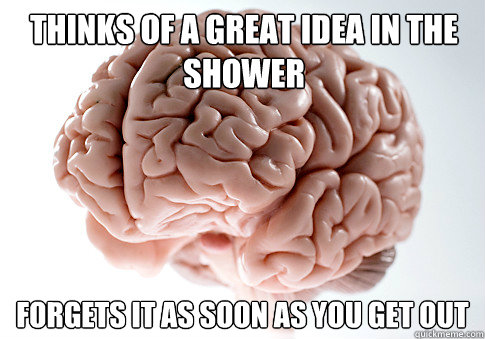 THINKS OF A GREAT IDEA IN THE SHOWER FORGETS IT AS SOON AS YOU GET OUT  Scumbag Brain