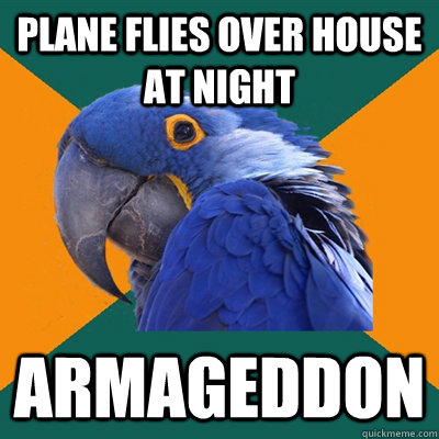 plane flies over house at night armageddon  Paranoid Parrot
