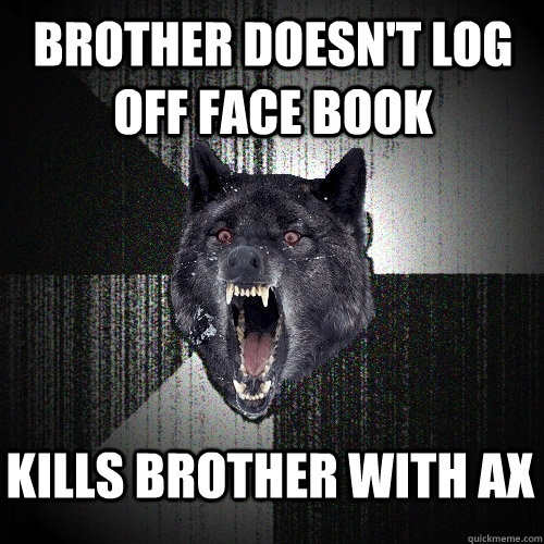 Brother doesn't log off face book Kills brother with ax   Insanity Wolf