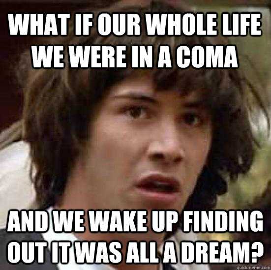WHAT if our whole life we were in a coma and we wake up finding out it was all a dream?  conspiracy keanu