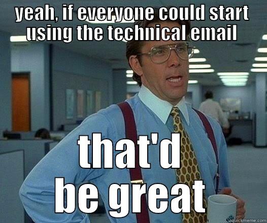 YEAH, IF EVERYONE COULD START USING THE TECHNICAL EMAIL THAT'D BE GREAT Office Space Lumbergh