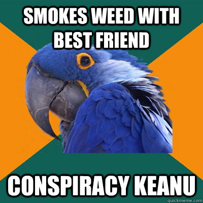 smokes weed with best friend conspiracy keanu  Paranoid Parrot