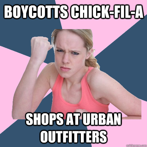 boycotts chick-fil-a shops at urban outfitters  Social Justice Sally
