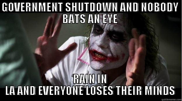 GOVERNMENT SHUTDOWN AND NOBODY BATS AN EYE RAIN IN LA AND EVERYONE LOSES THEIR MINDS Joker Mind Loss