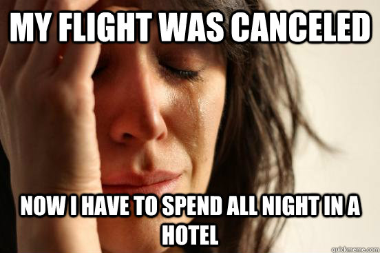 My flight was canceled Now I have to spend all night in a hotel  First World Problems