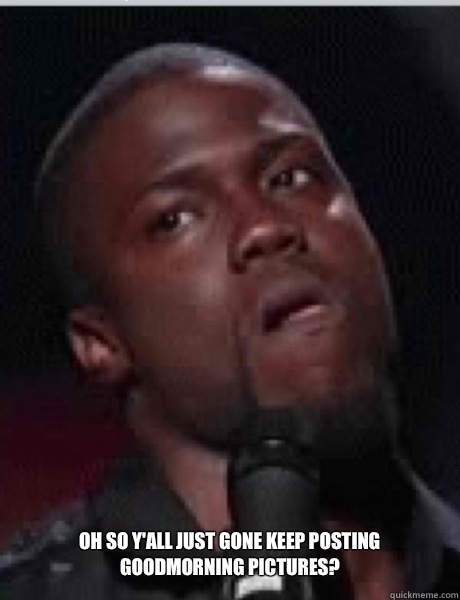 Oh so y'all just gone keep posting goodmorning pictures? - Oh so y'all just gone keep posting goodmorning pictures?  Kevin Hart