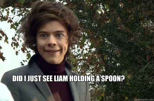 did i just see liam holding a spoon? 
 - did i just see liam holding a spoon? 
  harry styles bewbs