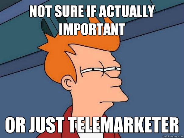 not sure if actually important or just telemarketer - not sure if actually important or just telemarketer  Futurama Fry