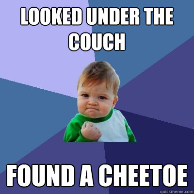LOOKED UNDER THE COUCH FOUND A CHEETOE  Success Kid