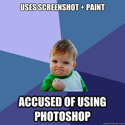 Uses screenshot + paint accused of using photoshop  Success Kid