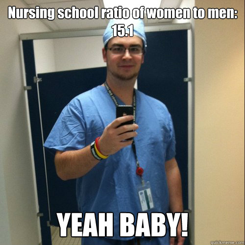 Nursing school ratio of women to men:  15.1 YEAH BABY! - Nursing school ratio of women to men:  15.1 YEAH BABY!  apple nurse cleaning