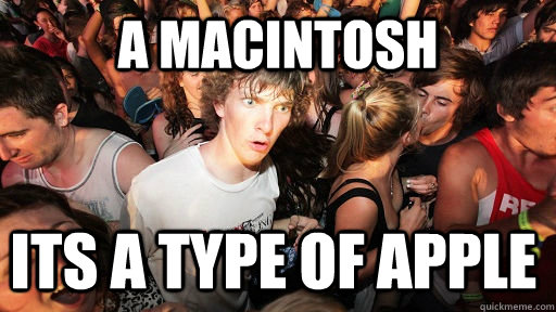 a macintosh its a type of apple  Sudden Clarity Clarence