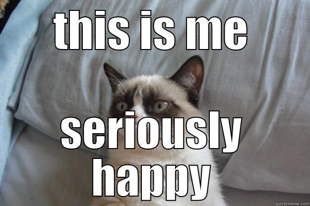 THIS IS ME SERIOUSLY HAPPY Grumpy Cat