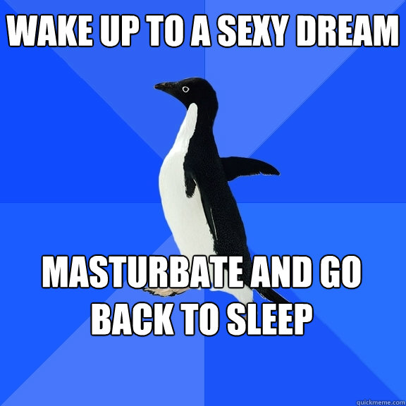 Wake up to a sexy dream Masturbate and go back to sleep     Socially Awkward Penguin