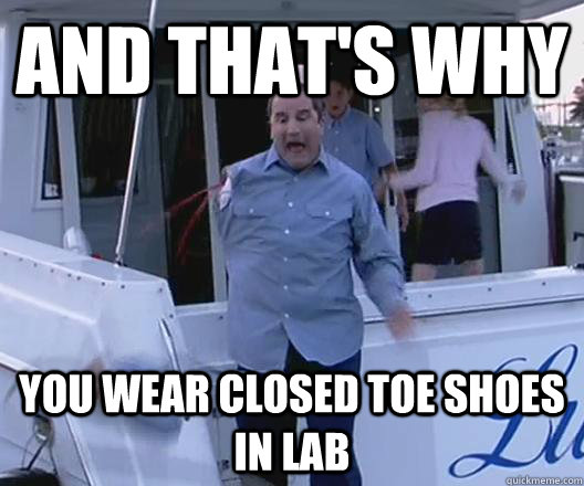 And that's why you wear closed toe shoes in lab  