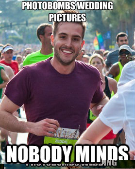 Photobombs wedding pictures Nobody minds  Ridiculously photogenic guy