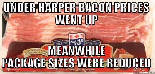 UNDER HARPER BACON PRICES WENT UP MEANWHILE PACKAGE SIZES WERE REDUCED Misc