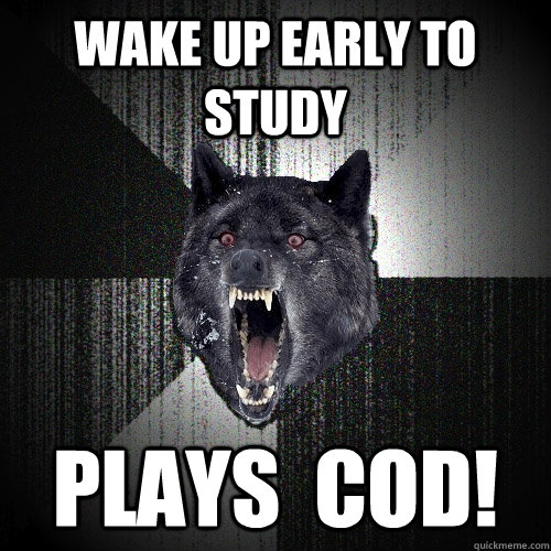 wake up early to study plays  cod!  Insanity Wolf