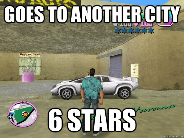 Goes to another city 6 stars  GTA LOGIC