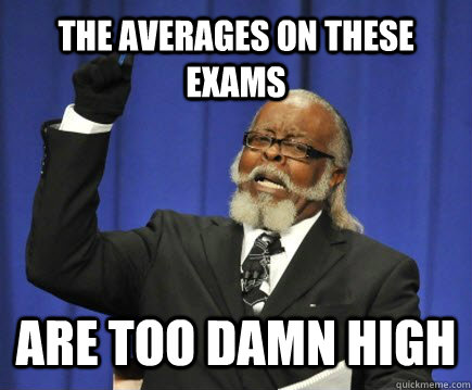 The averages on these exams are too damn high  Too Damn High