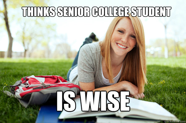 thinks senior college student is wise  Dumb studying college girl
