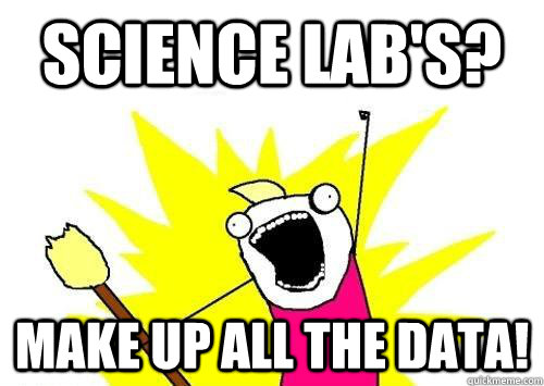 Science Lab's? Make up all the data!  