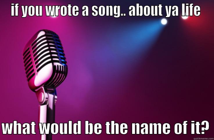 IF YOU WROTE A SONG.. ABOUT YA LIFE  WHAT WOULD BE THE NAME OF IT? Misc