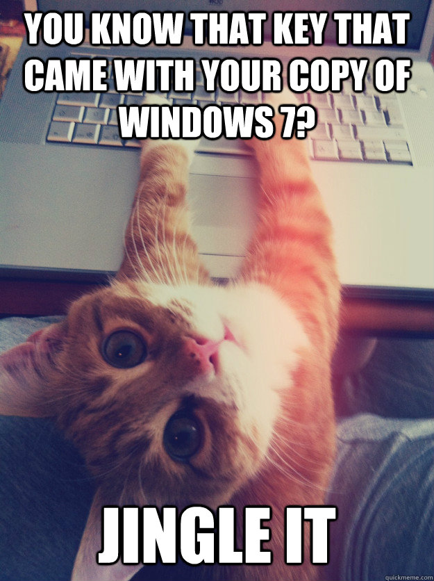 You know that key that came with your copy of windows 7? jingle it - You know that key that came with your copy of windows 7? jingle it  Programmer Cat