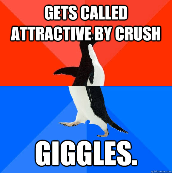 Gets called attractive by crush Giggles.  Socially Awesome Awkward Penguin