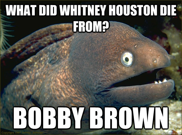 What did whitney houston die from? Bobby brown - What did whitney houston die from? Bobby brown  Bad Joke Eel