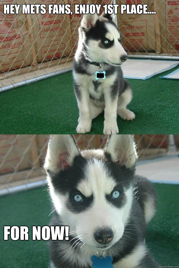 Hey Mets fans, enjoy 1st place.... For now!  Insanity puppy