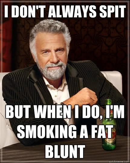 I don't always spit but when I do, I'm smoking a fat blunt  The Most Interesting Man In The World