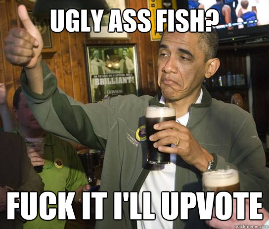 Ugly ass fish? fuck it I'll upvote  Upvoting Obama