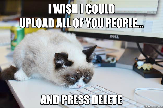 I wish i could 
upload all of you people... and press delete - I wish i could 
upload all of you people... and press delete  Grumpy Cat Mouse