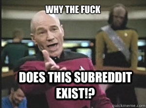 WHY THE FUCK DOES THIS SUBREDDIT EXIST!? - WHY THE FUCK DOES THIS SUBREDDIT EXIST!?  Annoyed Picard