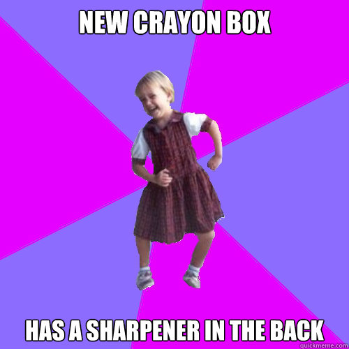 New Crayon Box Has a sharpener in the back - New Crayon Box Has a sharpener in the back  Socially awesome kindergartener