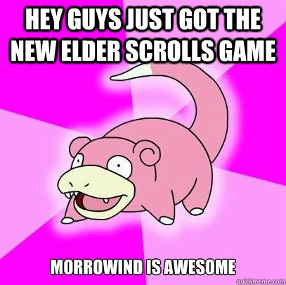 Hey guys just got the new Elder scrolls game Morrowind is awesome  Slowpoke