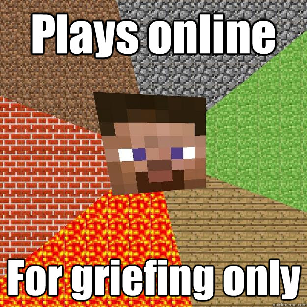 Plays online For griefing only  Minecraft