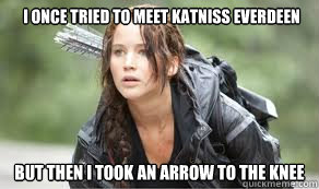 I once tried to meet katniss everdeen But then I took an arrow to the knee  