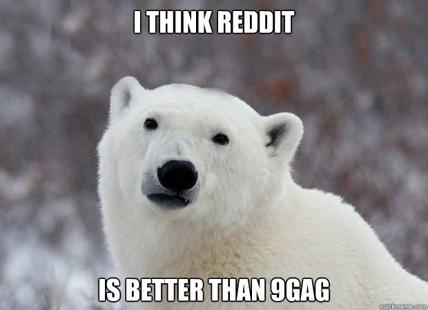 I think reddit is better than 9gag  Popular Opinion Polar Bear