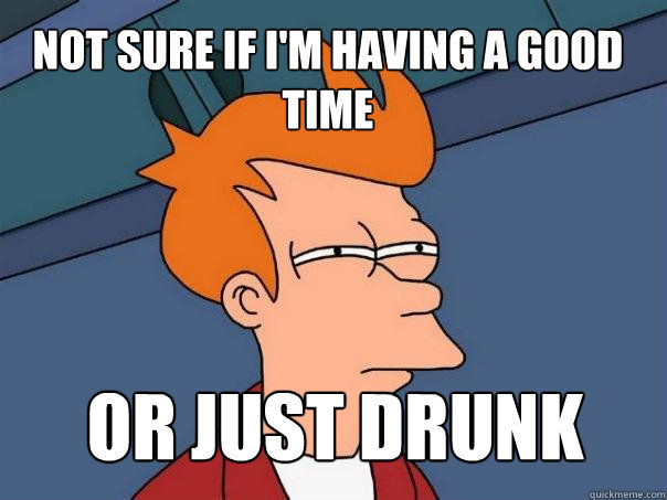 Not sure if i'm having a good time Or just drunk  Futurama Fry