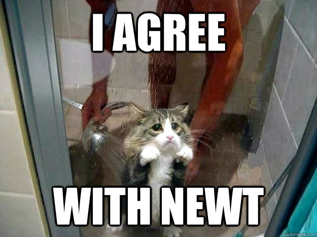 I Agree With NEWT  Shower kitty