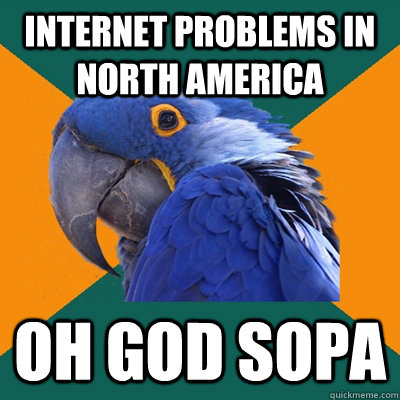 Internet problems in North America Oh god SOPA  Paranoid Parrot