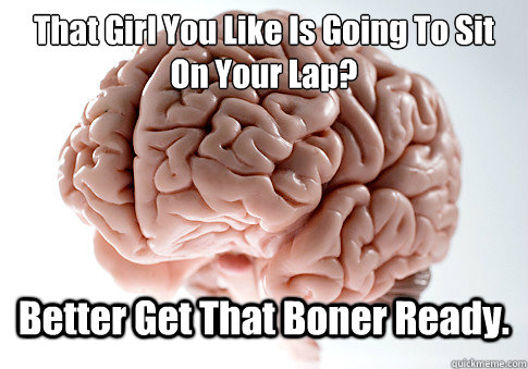 That Girl You Like Is Going To Sit On Your Lap?
 Better Get That Boner Ready.  Scumbag Brain