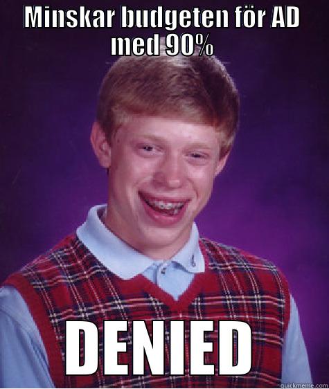 MINSKAR BUDGETEN FÖR AD MED 90% DENIED Bad Luck Brian